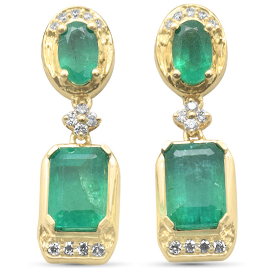 Muse Jewelry 1.70ct G SI 14K Yellow Gold Diamond & Emerald Gemstones Earrings