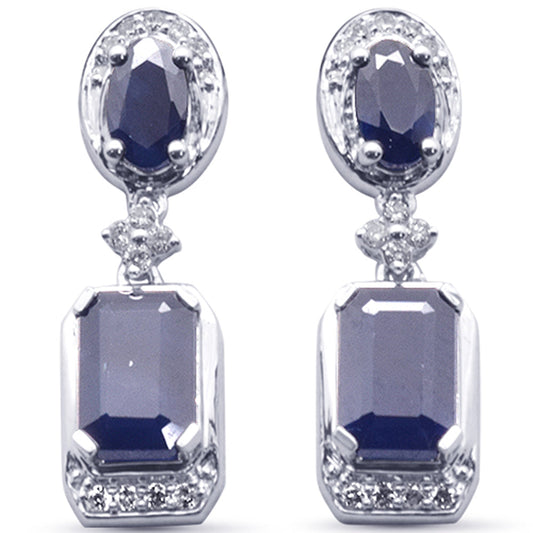 Muse Jewelry 2.13ct G SI 14K White Gold Diamond & Blue Sapphire Gemstones Earrings