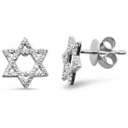 Muse Jewelry .24ct G SI 14K White Gold Diamond Star of David Earrings