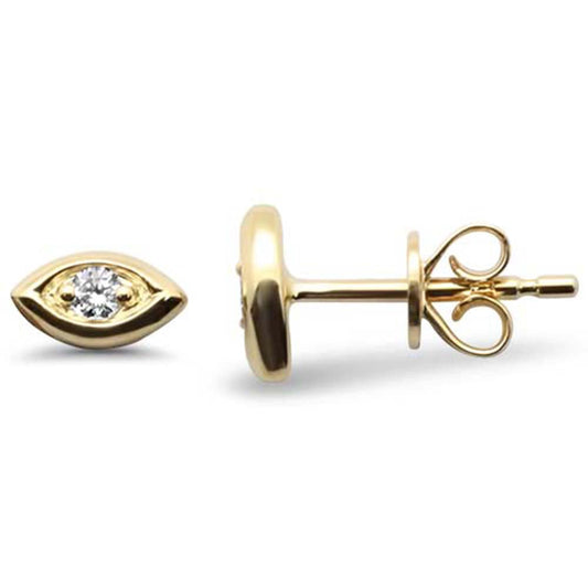 Muse Jewelry .07ct G SI 14K Yellow Gold Diamond Evil Eye Earrings