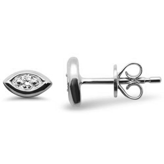 Muse Jewelry .07ct G SI 14K White Gold Diamond Evil Eye Earrings