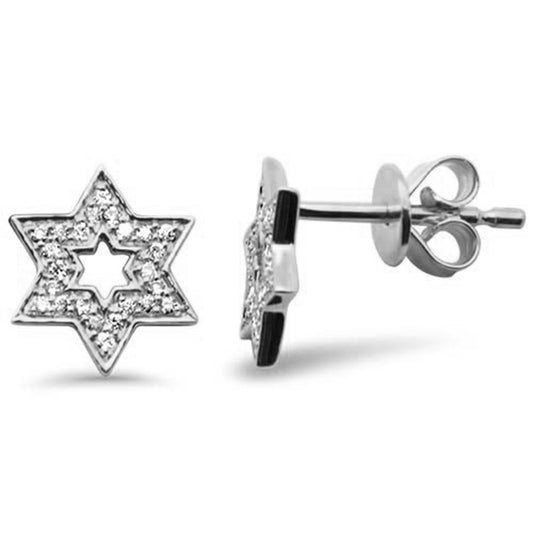 Muse Jewelry .12ct G SI 14K White Gold Diamond Star of David Earrings