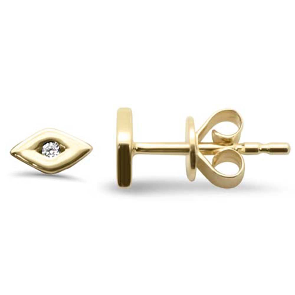 Muse Jewelry .01ct G SI 14K Yellow Gold Diamond Evil Eye Earrings