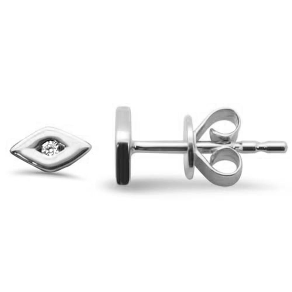 Muse Jewelry .01ct G SI 14K White Gold Diamond Evil Eye Earrings