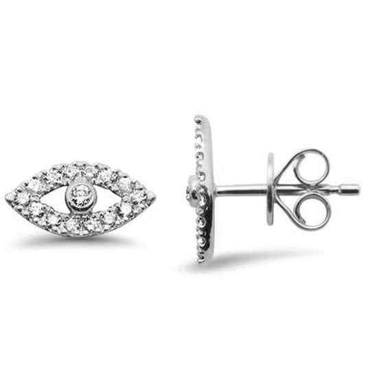 Muse Jewelry .31ct G SI 14K White Gold Diamond Evil Eye Earrings
