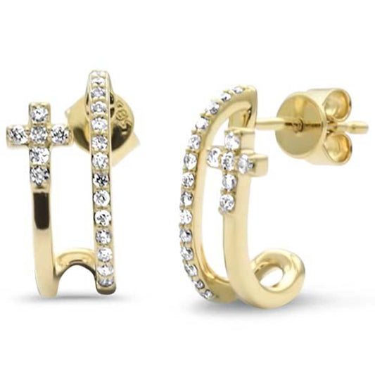 Muse Jewelry .26ct G SI 14K Yellow Gold Diamond Double Shank J Hoop Earrings