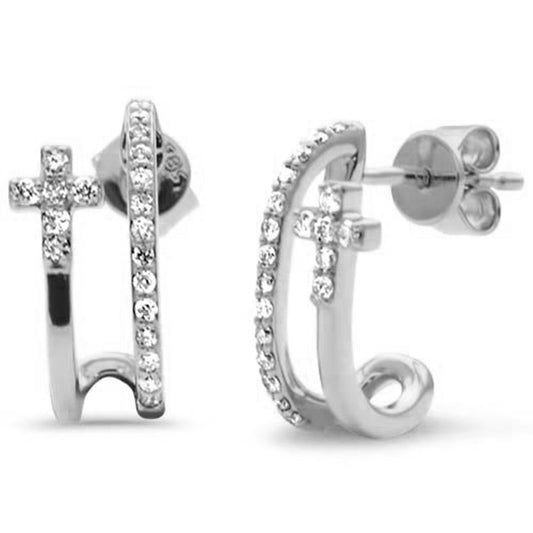 Muse Jewelry .26ct G SI 14K White Gold Diamond Double Shank J Hoop Earrings