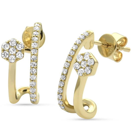 Muse Jewelry .34ct G SI 14K Yellow Gold Diamond Double Shank J Hoop Earrings