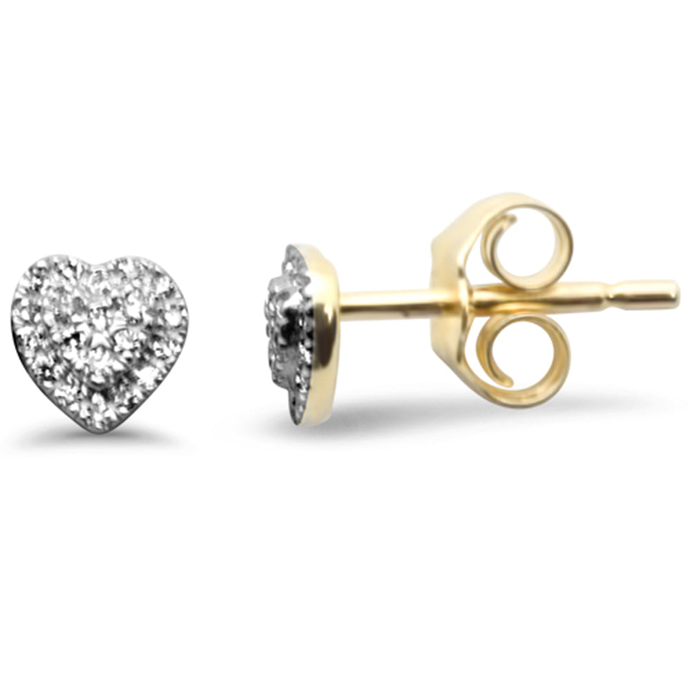 Muse Jewelry .06ct G SI 14K Yellow Gold Diamond Heart Shape Petite Earrings