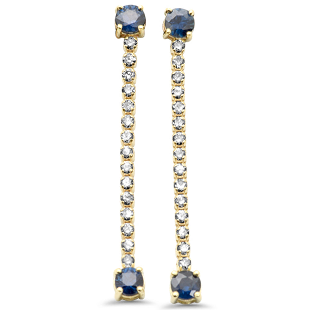 Muse Jewelry 1.09ct G SI 14K Yellow Gold Diamond & Blue Sapphire Gemstones Drop Earrings