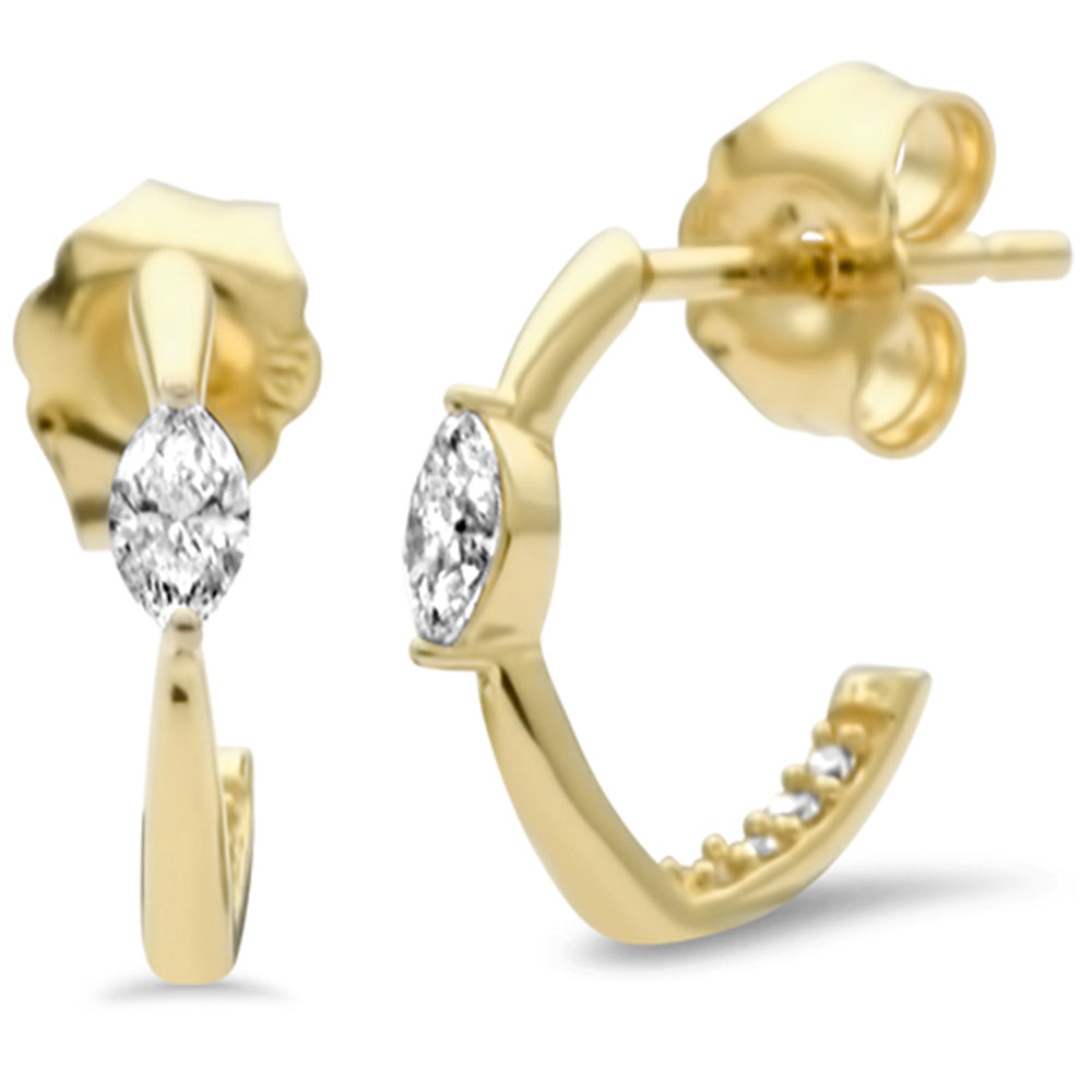 Muse Jewelry .17ct G SI 14K Yellow Gold Diamond Marquees Hoop Earrings