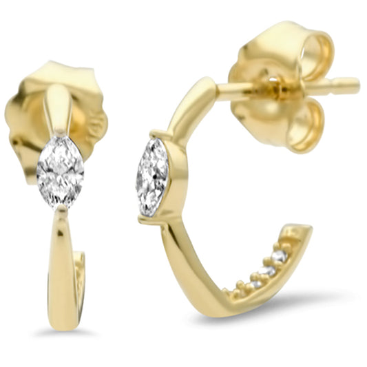 Muse Jewelry .17ct G SI 14K Yellow Gold Diamond Marquees Hoop Earrings