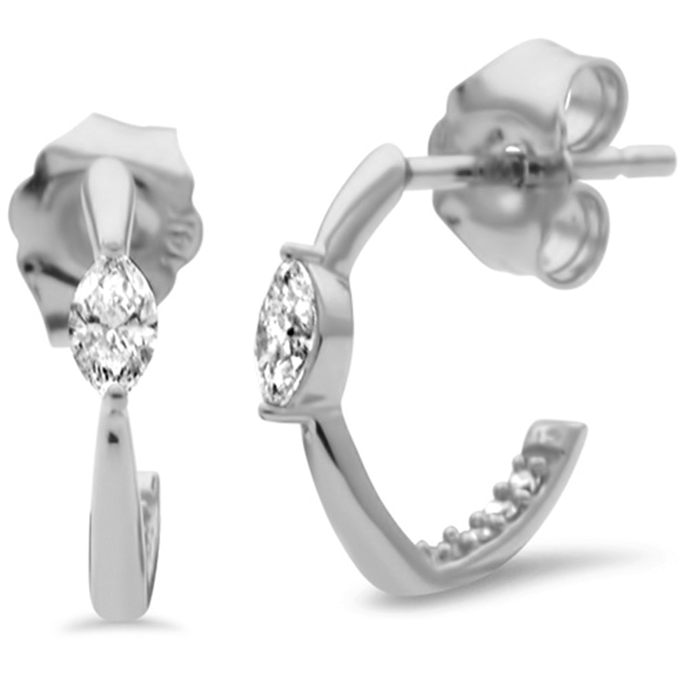 Muse Jewelry .17ct G SI 14K White Gold Diamond Marquees Hoop Earrings