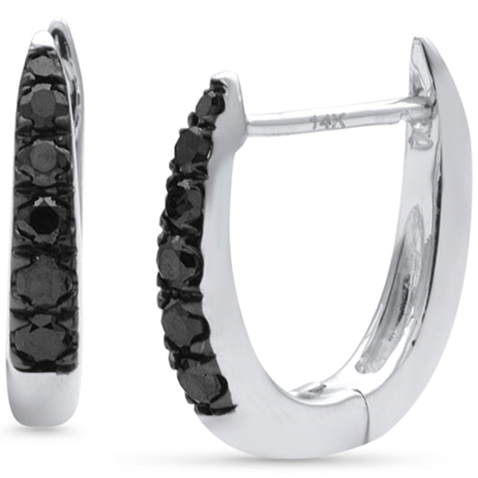 Muse Jewelry .26ct G SI 14K White Gold Black Diamond Hoop Earrings