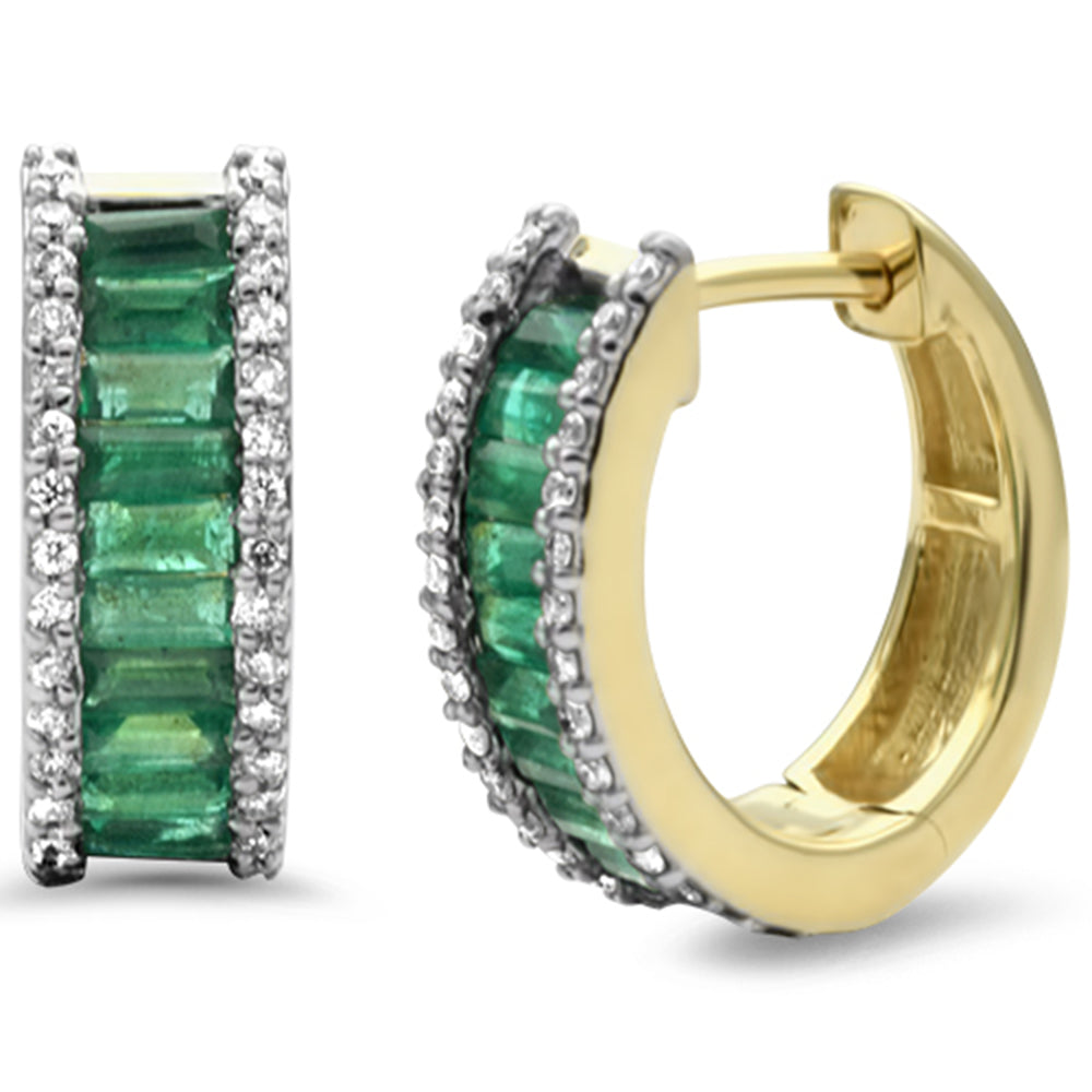Muse Jewelry 1.31ct G SI 14K Yellow Gold Diamond & Natural Emerald Gemstones Earrings