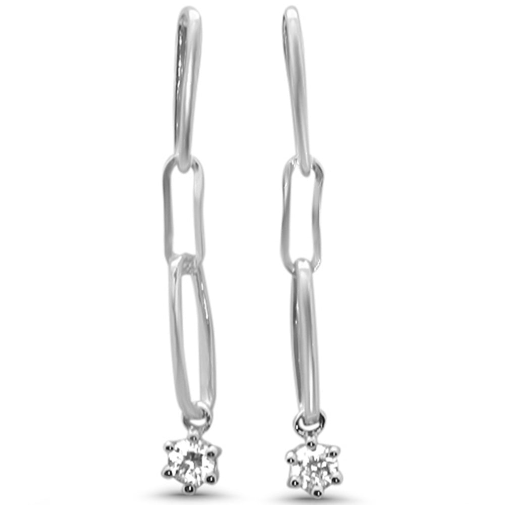 Muse Jewelry .20ct G SI 14K White Gold Diamond Paperclip Dangling Earrings