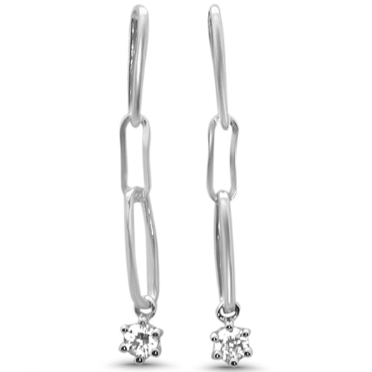 Muse Jewelry .20ct G SI 14K White Gold Diamond Paperclip Dangling Earrings