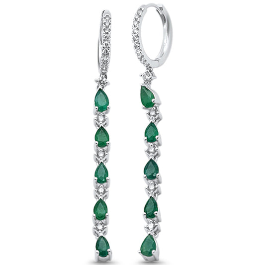 Muse Jewelry 2.42ct G SI 14K Yellow Gold Diamond & Emerald Gemstones Hoop Dangling Earrings