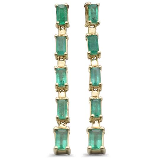 Muse Jewelry 1.35ct G SI 14K Yellow Gold Emerald Gemstones Dangling Earrings
