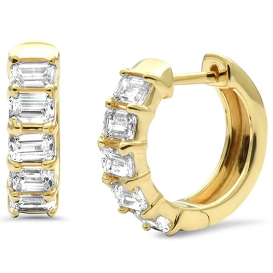 Muse Jewelry 1.50ct G SI 14K Yellow Gold Emerald Cut Diamond Earrings Hoop Huggie