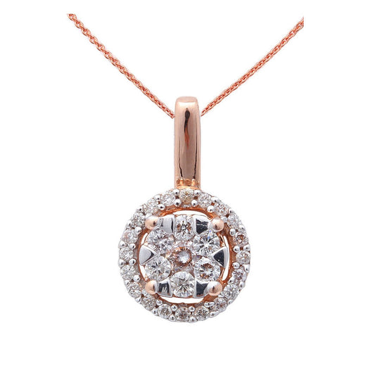 Muse Jewelry .22ct Designer Round Diamond Halo Pendant 14kt Gold with 18" Chain