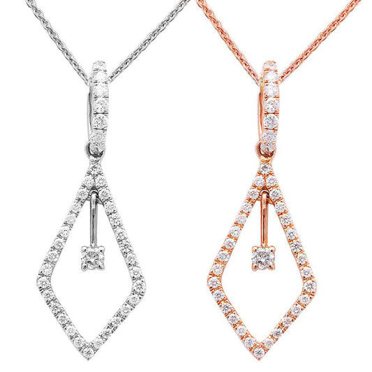 Muse Jewelry .24ct Diamond Solitaire Drop Dangle Necklace Pendant 14kt Rose Gold 18"