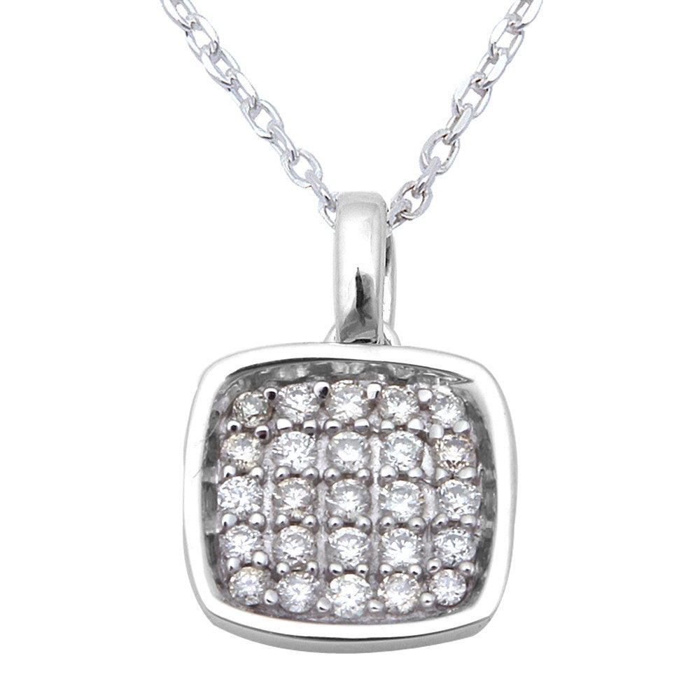 Muse Jewelry .15ct Princess Shaped Diamond Pendant Necklace 14kt White Gold 18" Chain