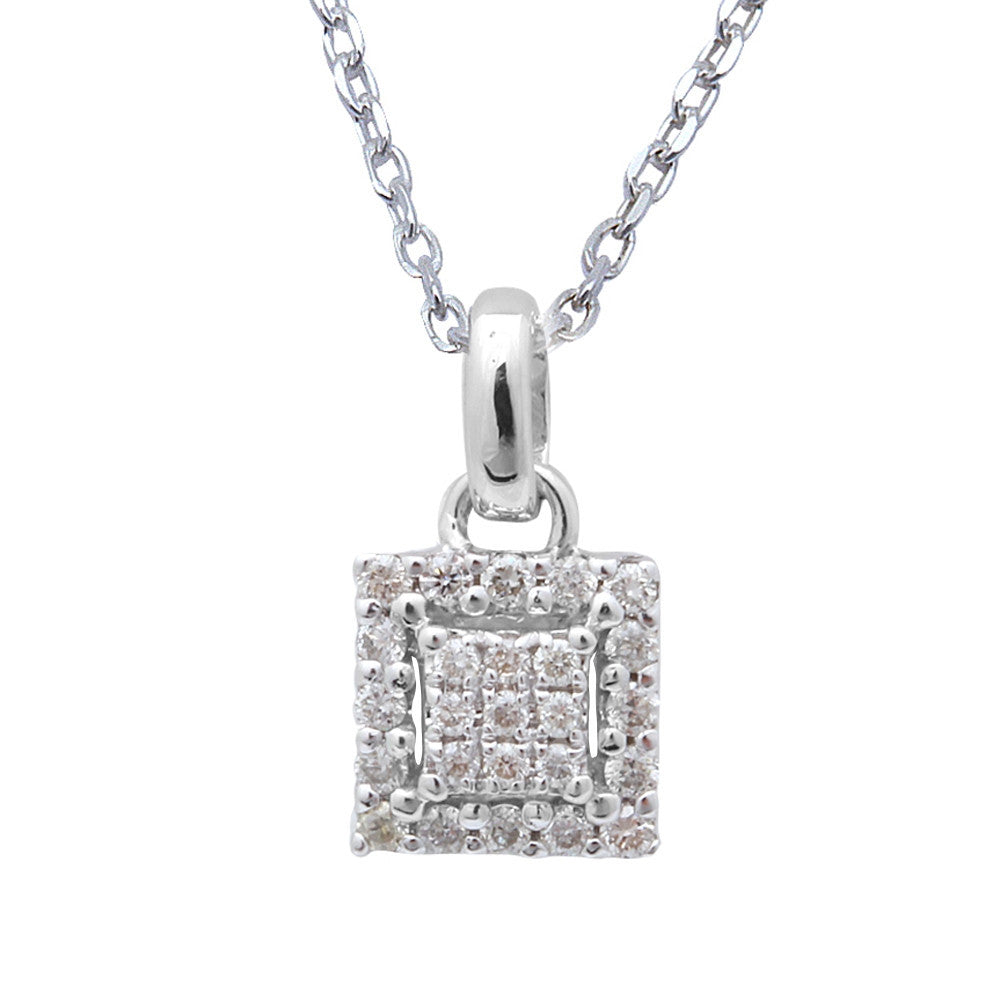 Muse Jewelry .14cts Diamond Princess cut Pendant Necklace 14kt White gold