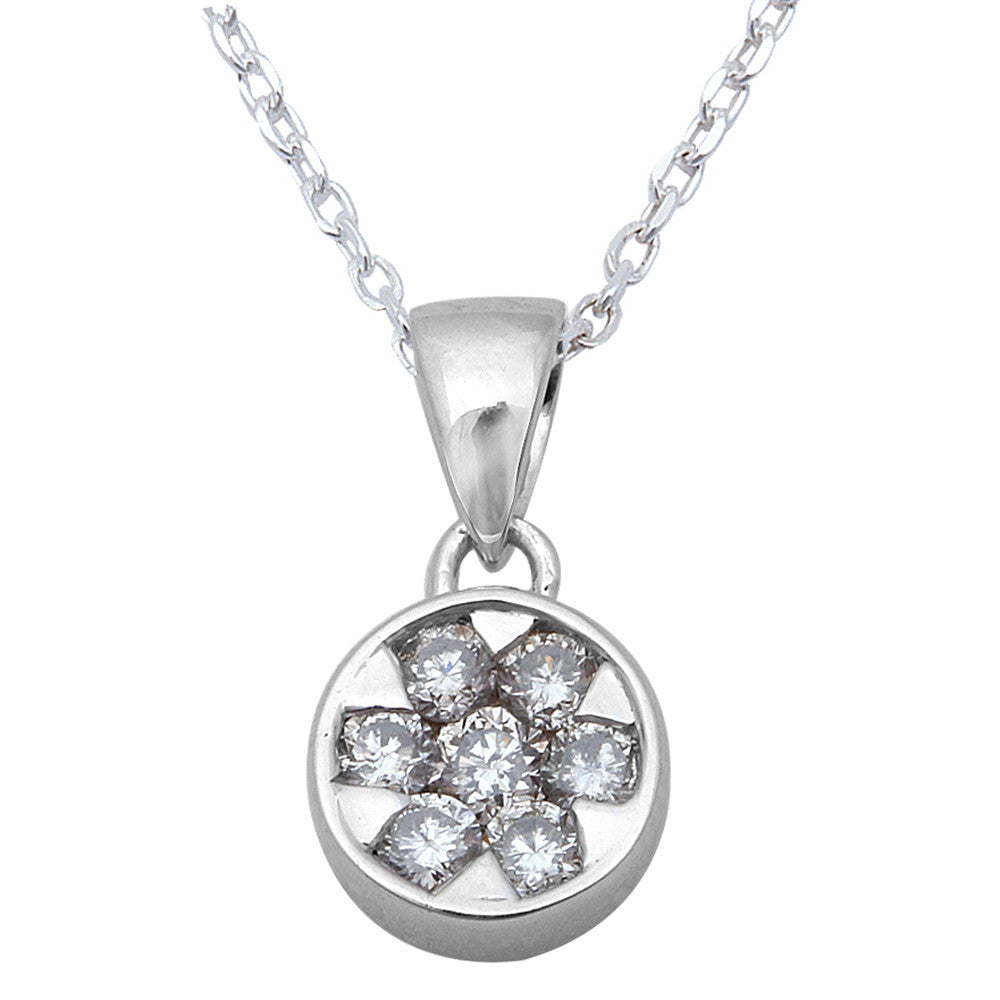 Muse Jewelry .25ct Round Diamond Pendant Necklace 14kt White Gold 18" Chain