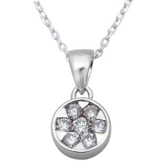 Muse Jewelry .25ct Round Diamond Pendant Necklace 14kt White Gold 18" Chain