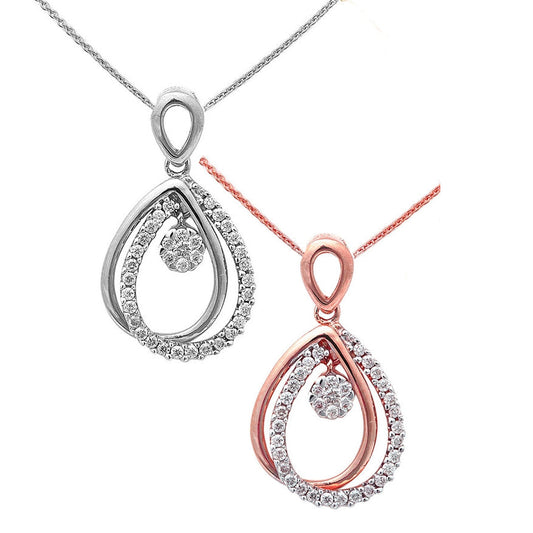 Muse Jewelry Gift.21CT Modern Diamond Drop Pendant 14kt White, Rose Gold