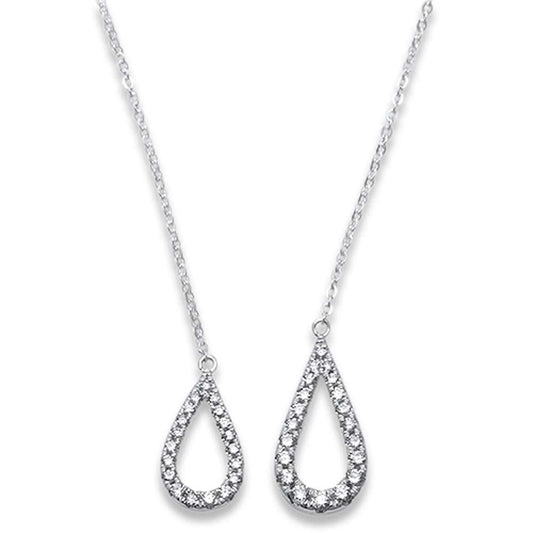 Muse Jewelry .26ct F SI1 14k White Gold Trendy Tear Drop Diamond Pendant Necklace 17"