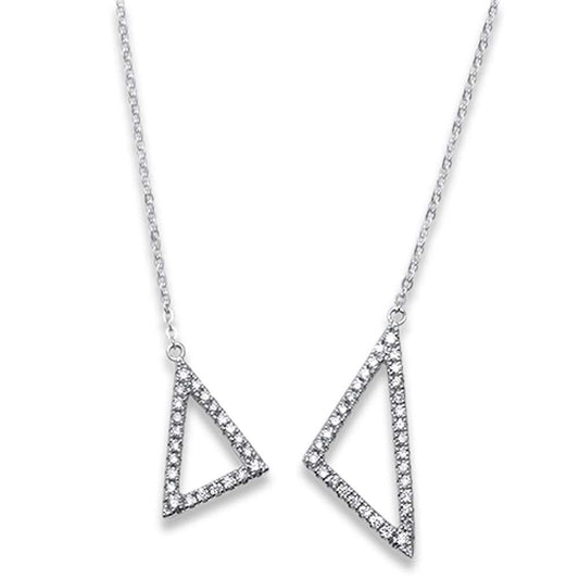 Muse Jewelry .22ct F SI1 14k White Gold Trendy Shapes Diamond Pendant Necklace 17"