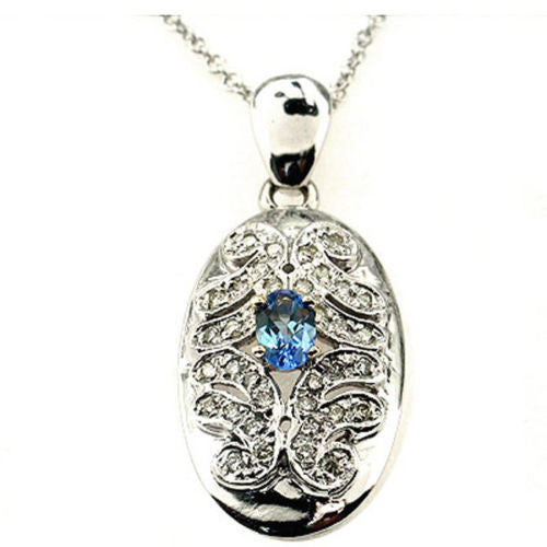 Muse Jewelry 1.00ct F VS Tanzanite & Round Diamond Pendant Necklace