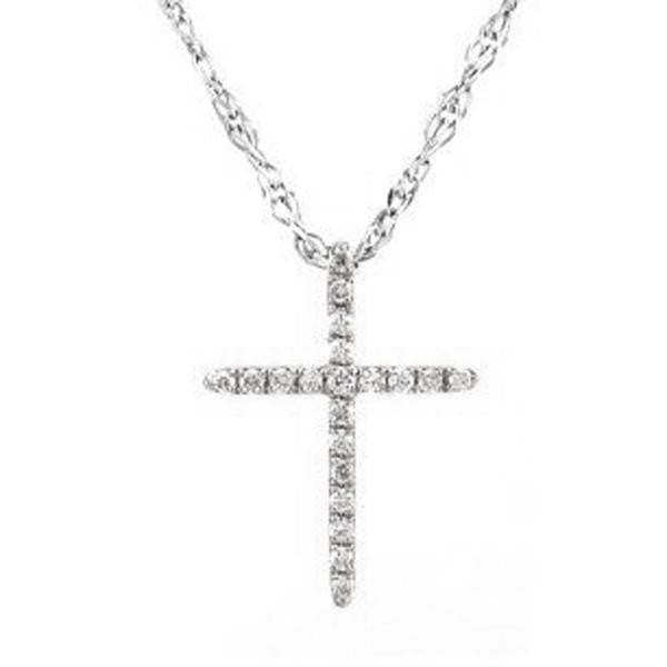 Muse Jewelry 14KT White gold Micro Pave Set Diamond Cross Pendant