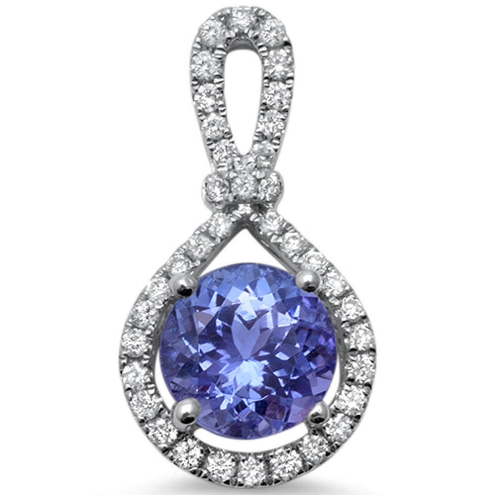 Muse Jewelry 1.68cts Round Tanzanite Gemstone & Diamond 14k White Gold Pendant