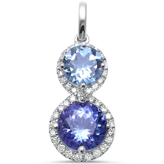 Muse Jewelry 1.73cts 7mm Tanzanite Gemstone & Diamond 14k White Gold Pendant