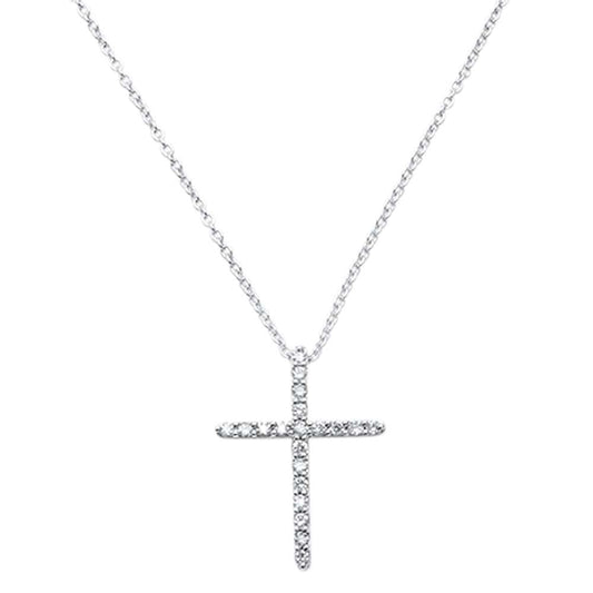 Muse Jewelry .13ct G SI 14kt White Gold Cross Diamond Cross Pendant 18" Long Chain