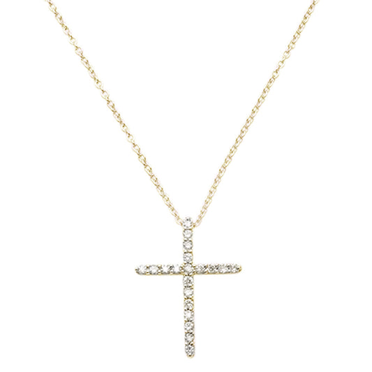 Muse Jewelry .13ct G SI 14kt Yellow Gold Cross Diamond Cross Pendant 18" Long Chain