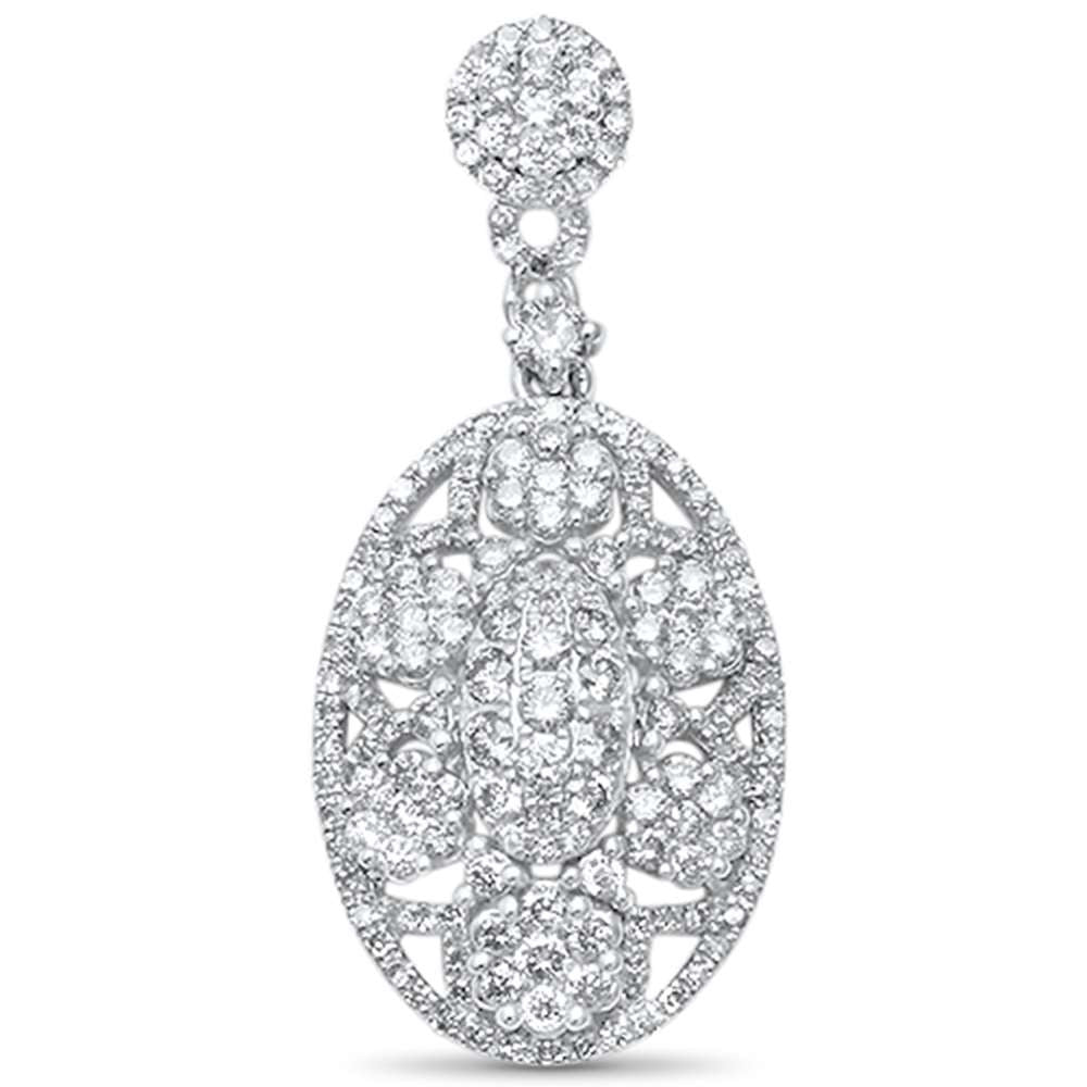 Muse Jewelry .82ct G SI 14kt White Gold Antique Reproduction Diamond Pendant 1.25" Long