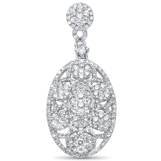 Muse Jewelry .82ct G SI 14kt White Gold Antique Reproduction Diamond Pendant 1.25" Long