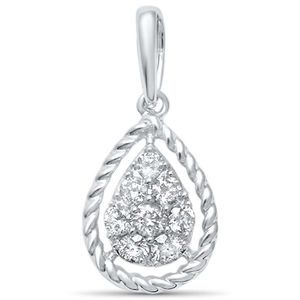 Muse Jewelry .19ct G SI 14kt White Gold Diamond Pear Shaped Pendant .62" Long