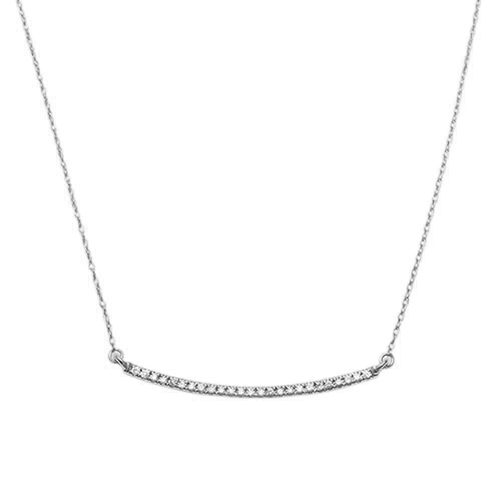 Muse Jewelry .15ct 14K White Gold Diamond Bar Pendant Necklace 18" Long