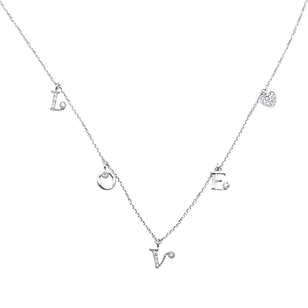 Muse Jewelry .12ct G SI 14kt White Gold Heart Diamond "Love" Pendant Necklace 18"