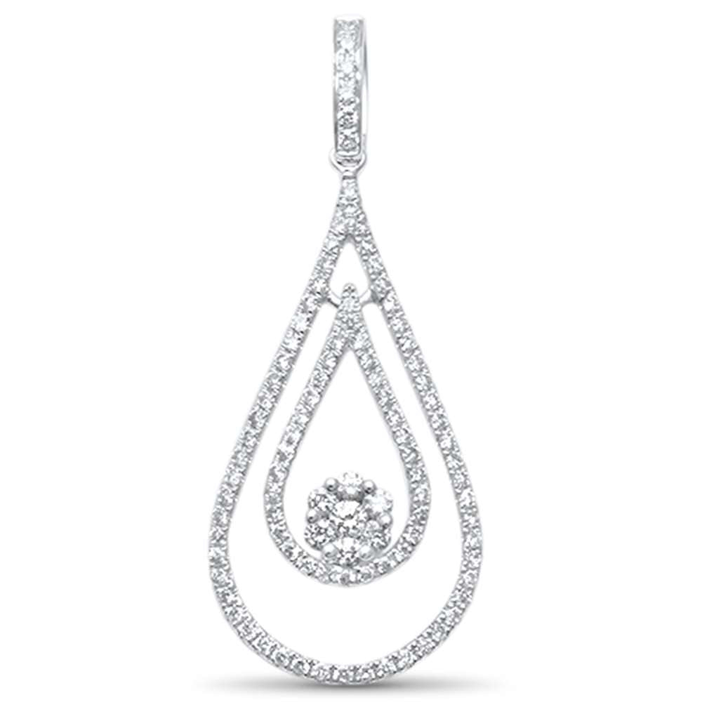 Muse Jewelry .68ct G SI 14kt White Gold Tear Drop Floating Diamond Pendant 1.5"