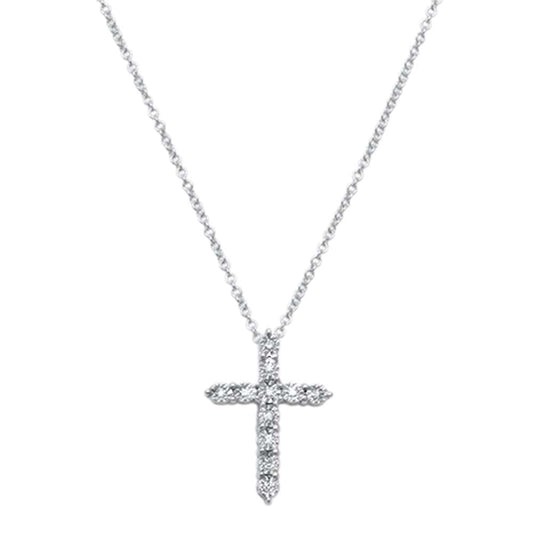 Muse Jewelry .06ct 14kt White Gold Diamond Cross Pendant Necklace 18" Long