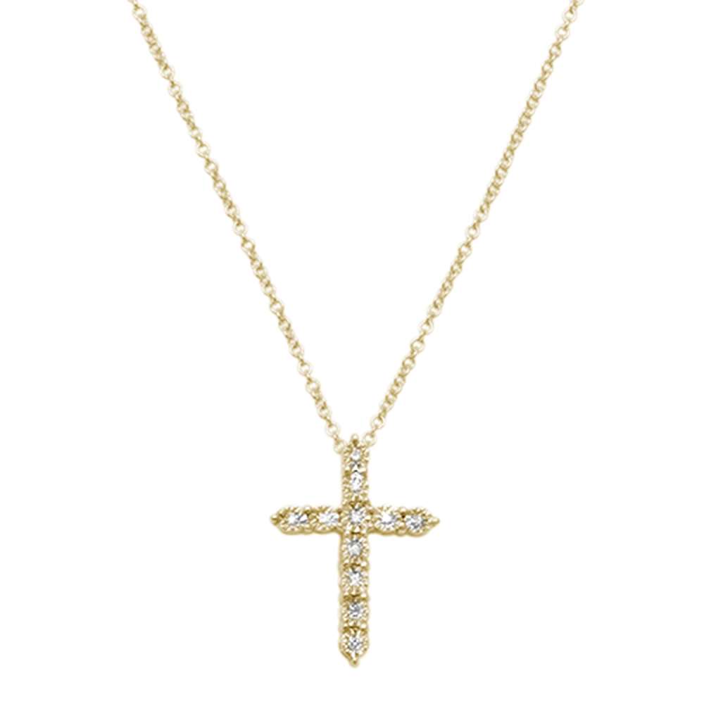 Muse Jewelry .06ct 14kt Yellow Gold Diamond Cross Pendant Necklace 18"