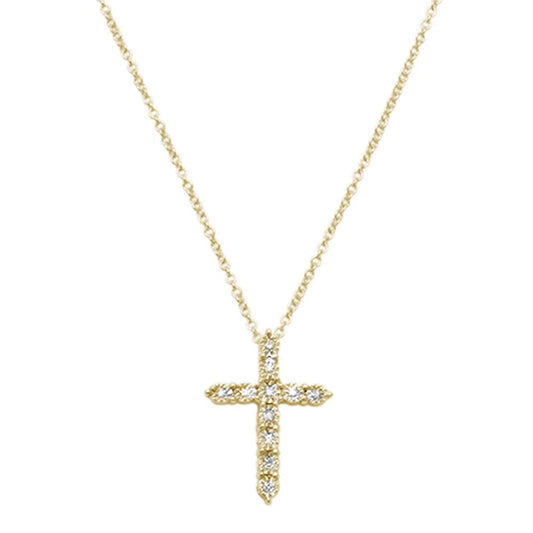 Muse Jewelry .06ct 14kt Yellow Gold Diamond Cross Pendant Necklace 18"