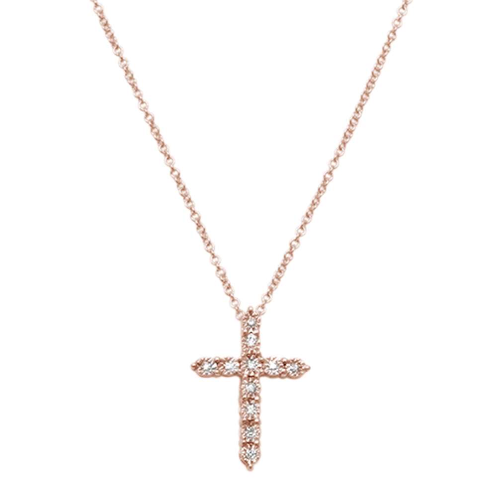 Muse Jewelry .06ct 14kt Rose Gold Diamond Cross Pendant Necklace 18"