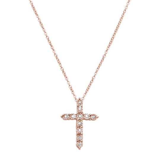 Muse Jewelry .06ct 14kt Rose Gold Diamond Cross Pendant Necklace 18"